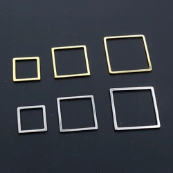 20pcs 3 Size Square Charm Gold Stainless Steel Pendant Open Bezels Hollow Pressed Resin Frame Mold Bezel DIY Jewelry Making