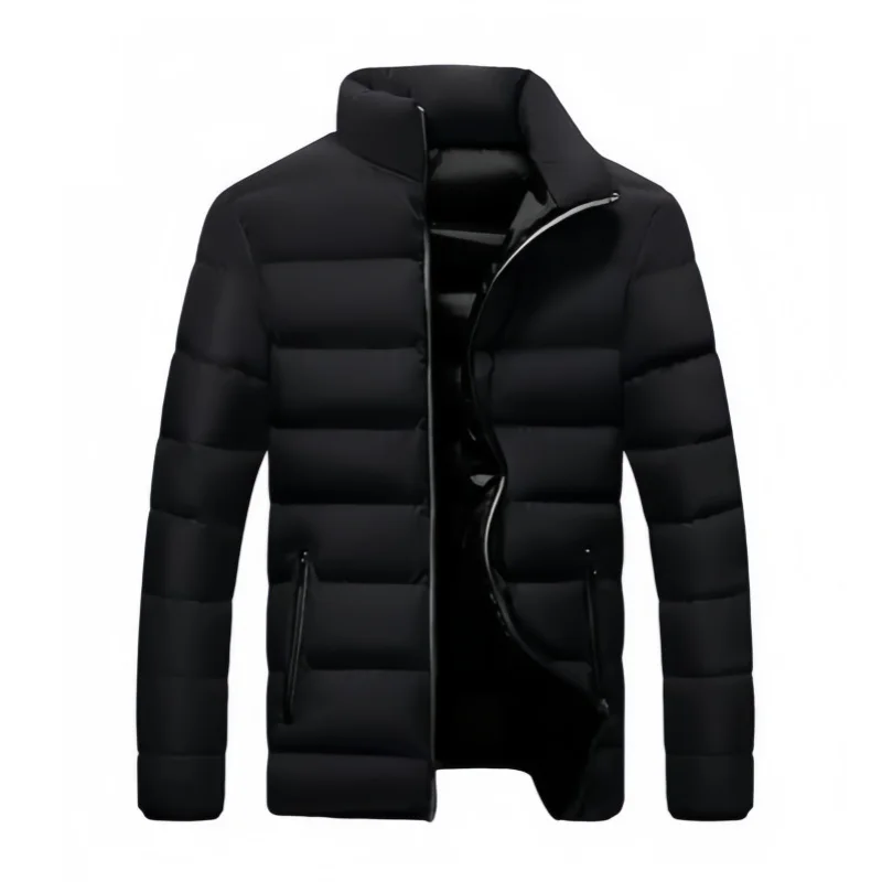 Men's Winter Thick Jacket Fashion Stand Collar Cardigan Slim Fit Cold Proof Padded Jacket Outdoor Sports Casual Warm Coat