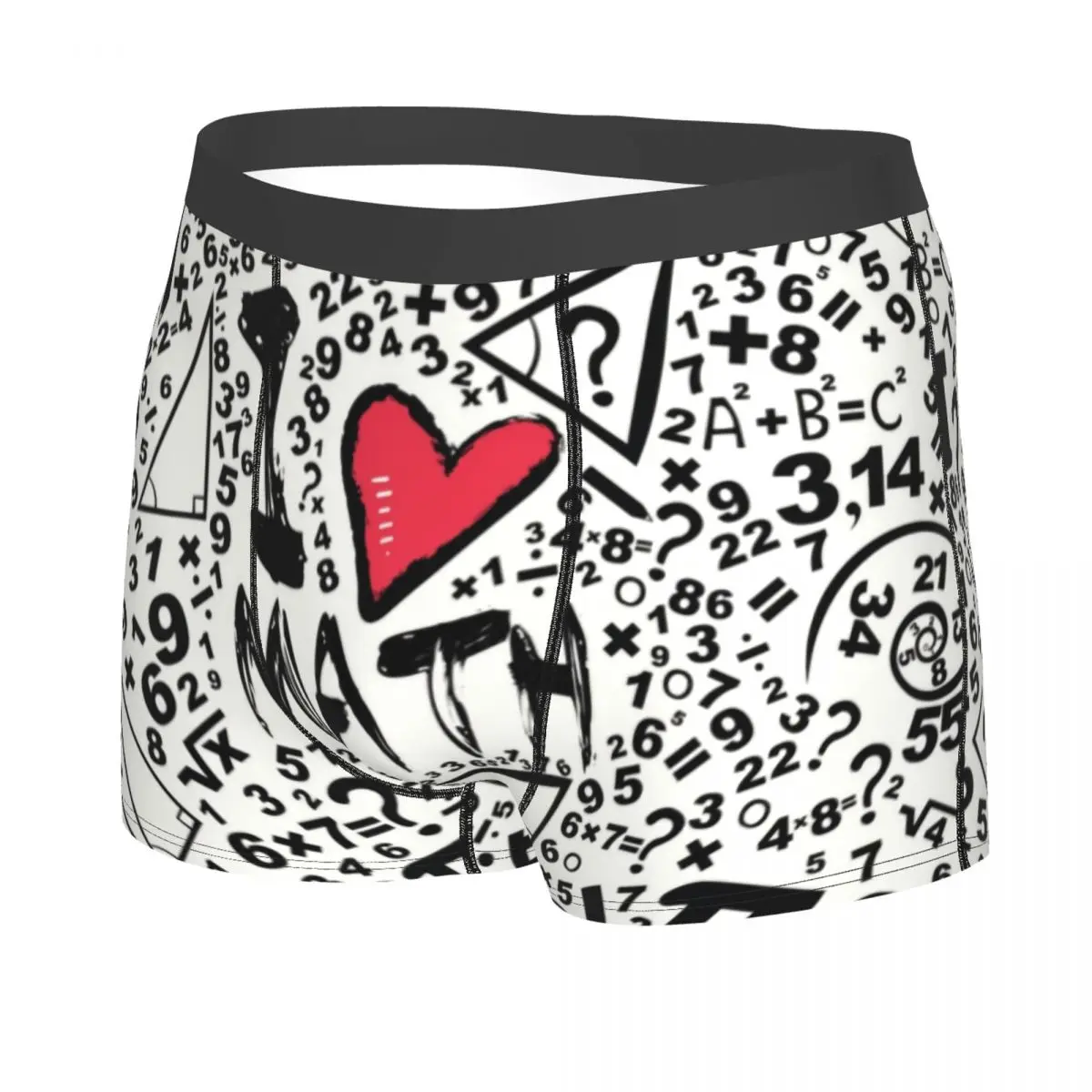 I Love Math Pattern Underwear Men Breathable Geek Mathematics Teacher Boxer Briefs Shorts Panties Soft Underpants For Homme