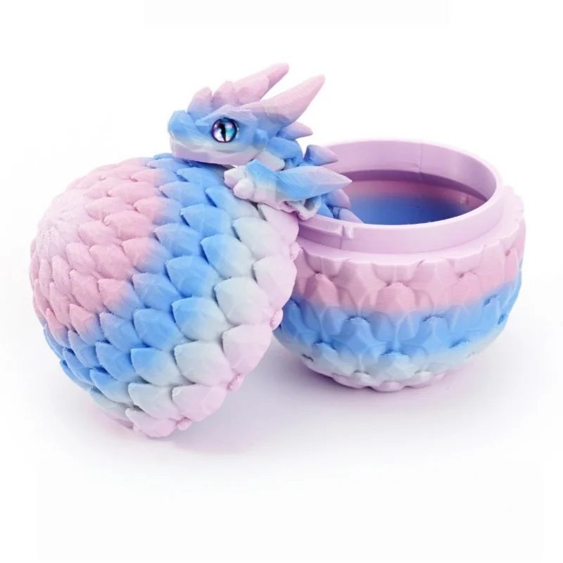 

3D Printed Triceratops Dragon Egg Set Colorful Articulated Figurine Creative Animal Storage Home Decor Ornament Toy