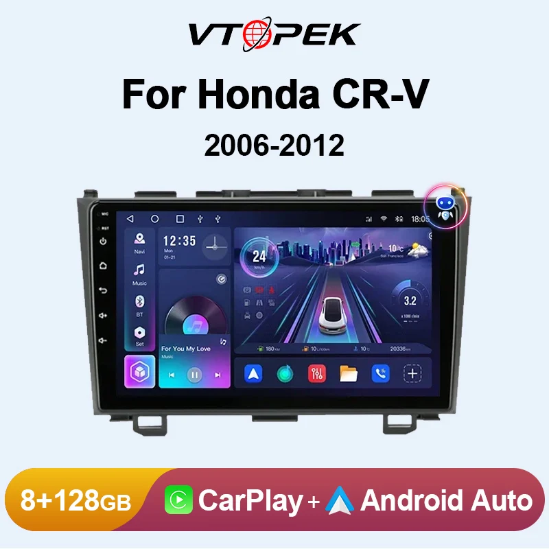 

Vtopek 9" 4G Carplay DSP RDS 2din Android 11.0 Car Radio Multimedia Player Navigation GPS For Honda CRV CR-V 2006-2012 Head Unit