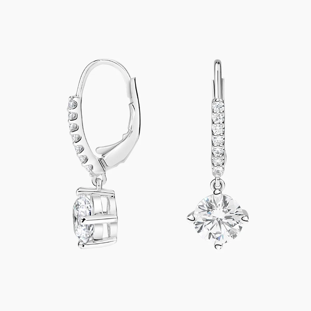 9K/14K/18K White Gold Lab Created Diamond Earrings VS/VVS Brilliant Round Cut Lab Diamond Hoop Earrings Fine Jewelry For Women