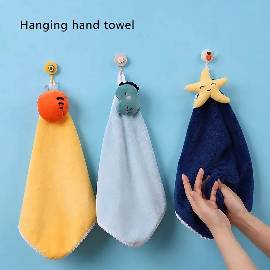 2-Pack Cartoon Children's Hand Towels, Soft Absorbent Handkerchiefs, Kitchen and Bathroom Baby and Children's Wet Wipes, Face Towels, Hanging Towels view 5