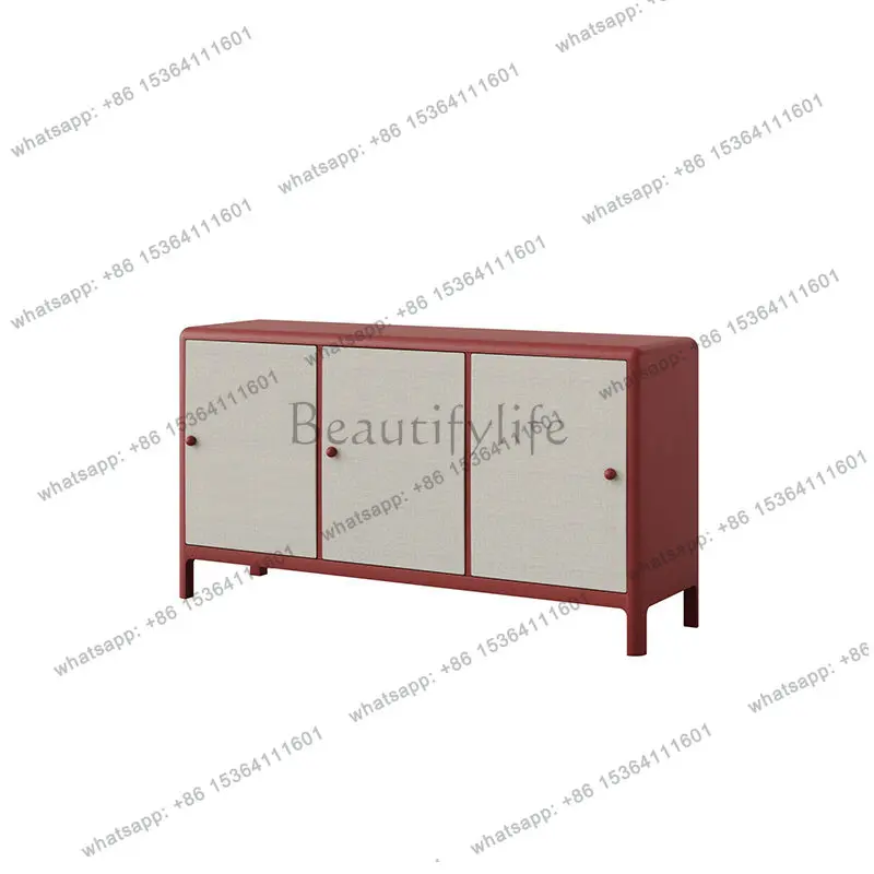 Nordic simple three-door dining side cabinet ash wood living room storage small apartment minimalist style