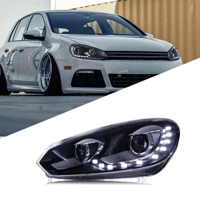 Suitable For VW Golf 6 Headlight Assembly Height 6 Modified R20 Tear Eye LED Daytime Running Light Lens Xenon LED Headlight