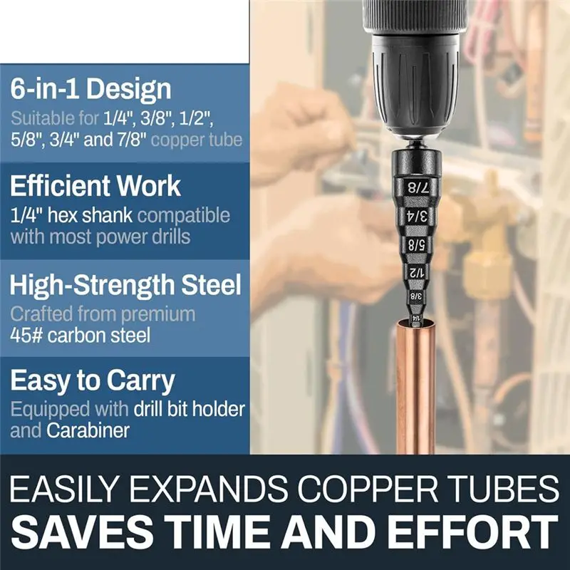 Y42A-6-In-1 Copper Pipe Expander,For 1/4In, 3/8In, 1/2In, 5/8In, 3/4In,And 7/8In Soft Copper Tubes,For Air Conditioner Repair