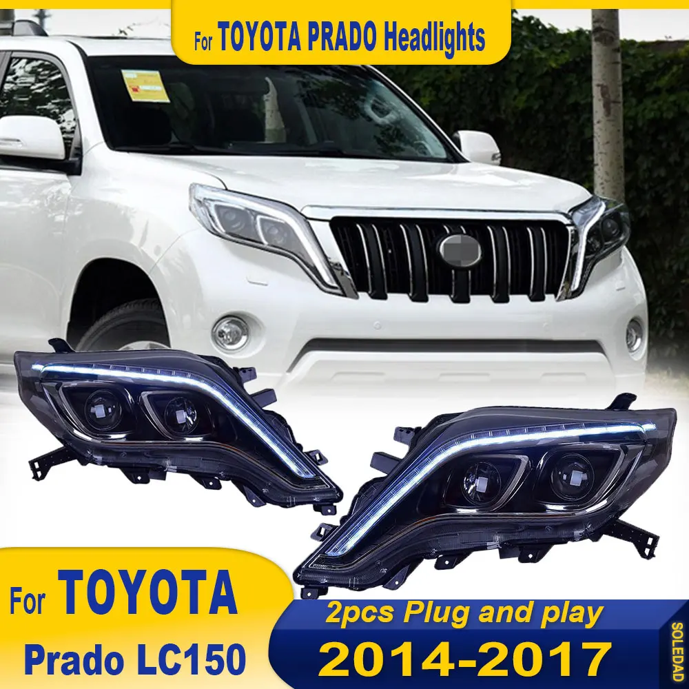 

A pair Car Lights for Toyota Prado LED Headlight 2013-2017 LC150 Head Lamp Drl Dynamic Signal Projector Lens Auto Accessories