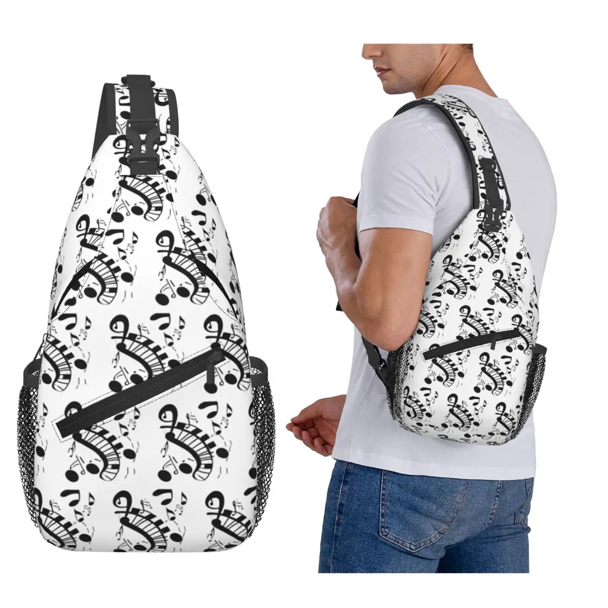 

Абстрактные клавиши фортепиано с музыкальными нотами, нагрудная сумка, мужской рюкзак через плечо на слинге, нагрудная сумка, дорожный походный рюкзак, сумка на плечо