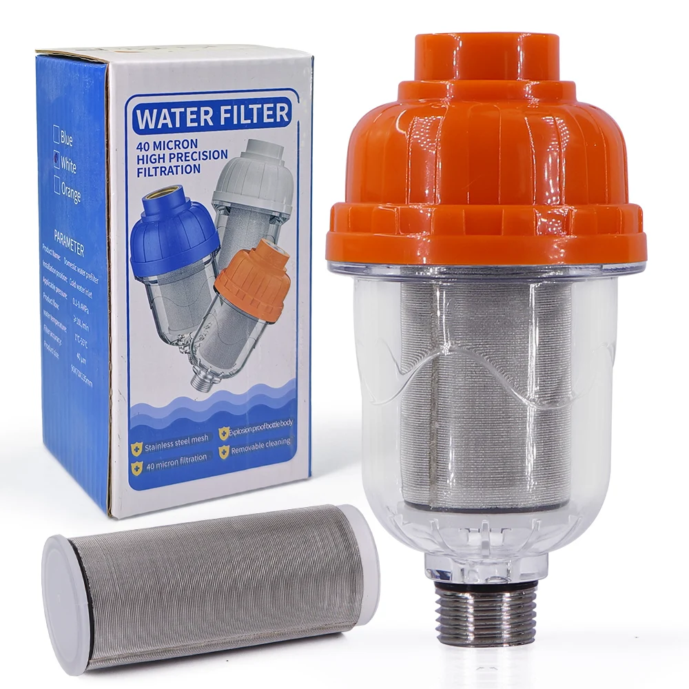 

40micron Prefilter 1/2" Garden Faucet Filter w/ 316 Stainless Steel Screen Filter Impurities Kitchen Bathroom Toilet Strainer