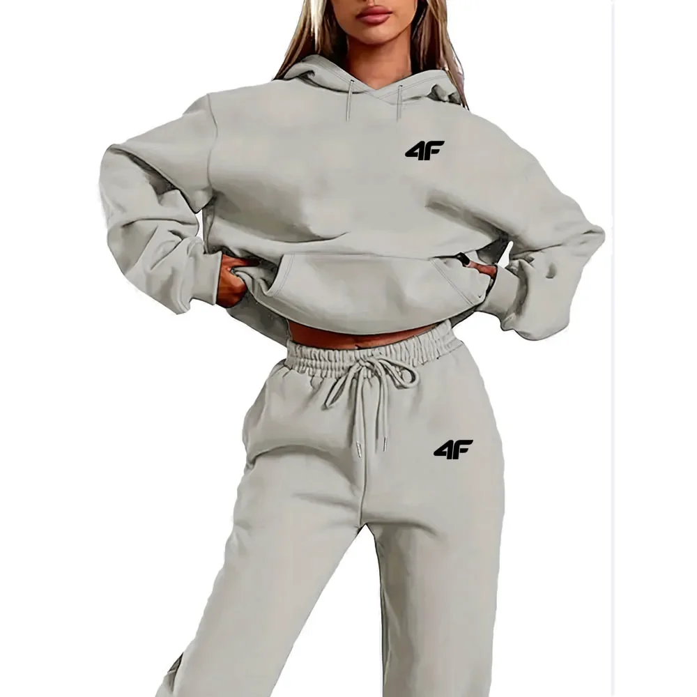 Number Letter Printed Women Hoodie Set Street Hip Hop Clothing Casual Female 2pcs Clothing Plush Sweatshirt Perfect for Outdoor