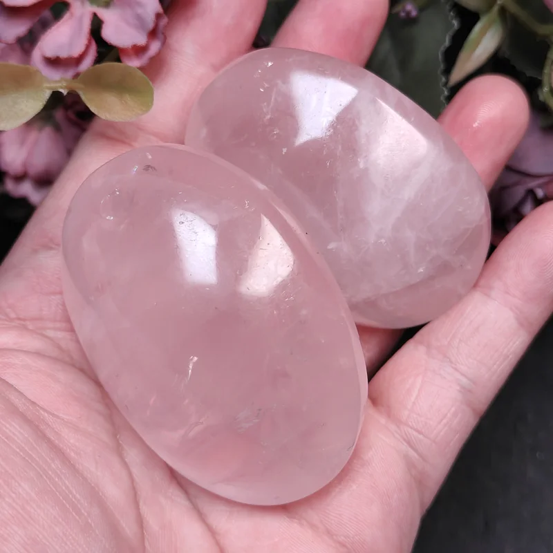 Hot Sale Natural Crystal High Quality Rose Quartz Palm Stone For Home Decoration