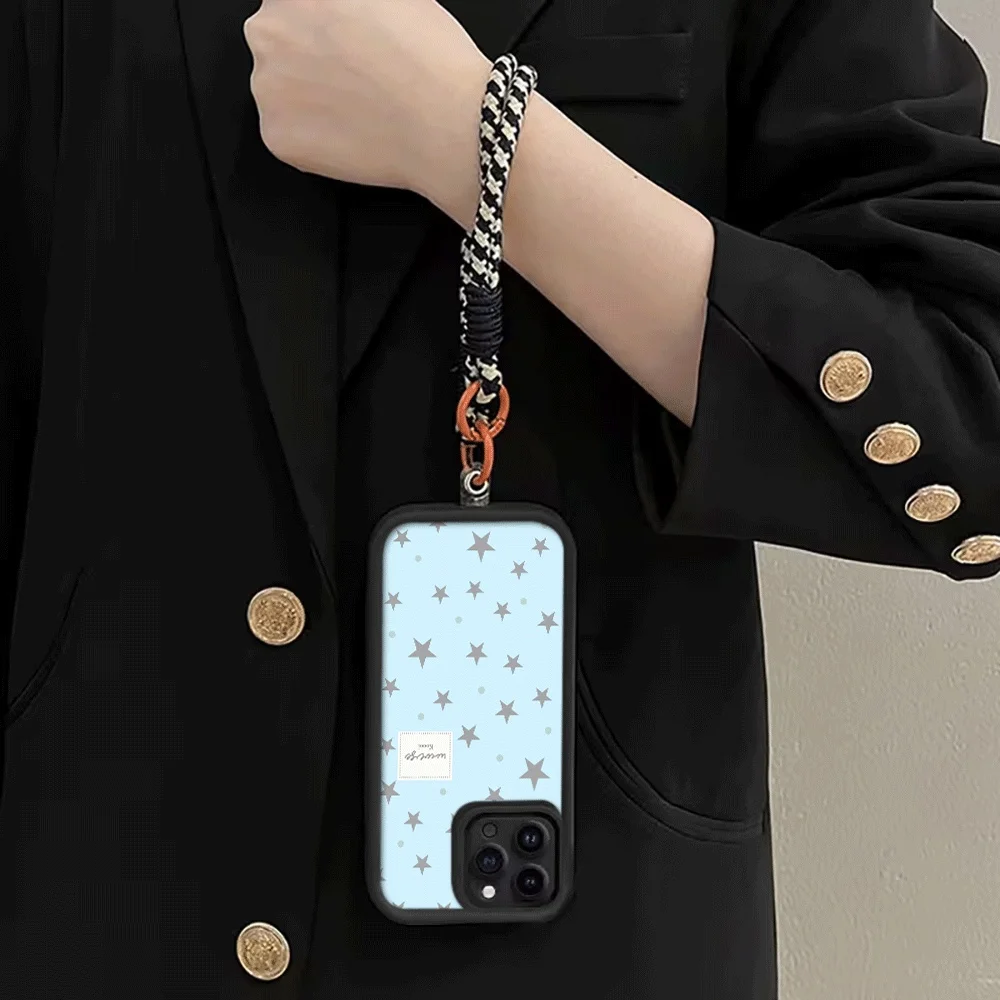 Hellblaue Silberstern-Handyhülle mit Trageschlaufe für Samsung Galaxy Note 20 Ultra S24 S25 S26 Plus S24 FE S23 S24 S25 Ultra Cover – Detail 4
