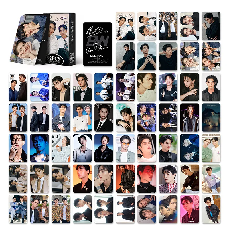 92 Pcs/Set Thailand Stars BRIGHTWIN Album Laser Lomo Card Bright&Win Character Mini Postcard Photo Cards Stickers