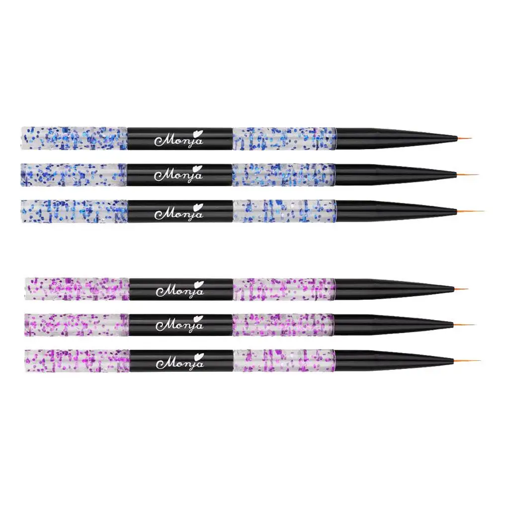 

3 Pcs Nail Art Gel Liner Brush Sequin Handle Manicure Painting Pen