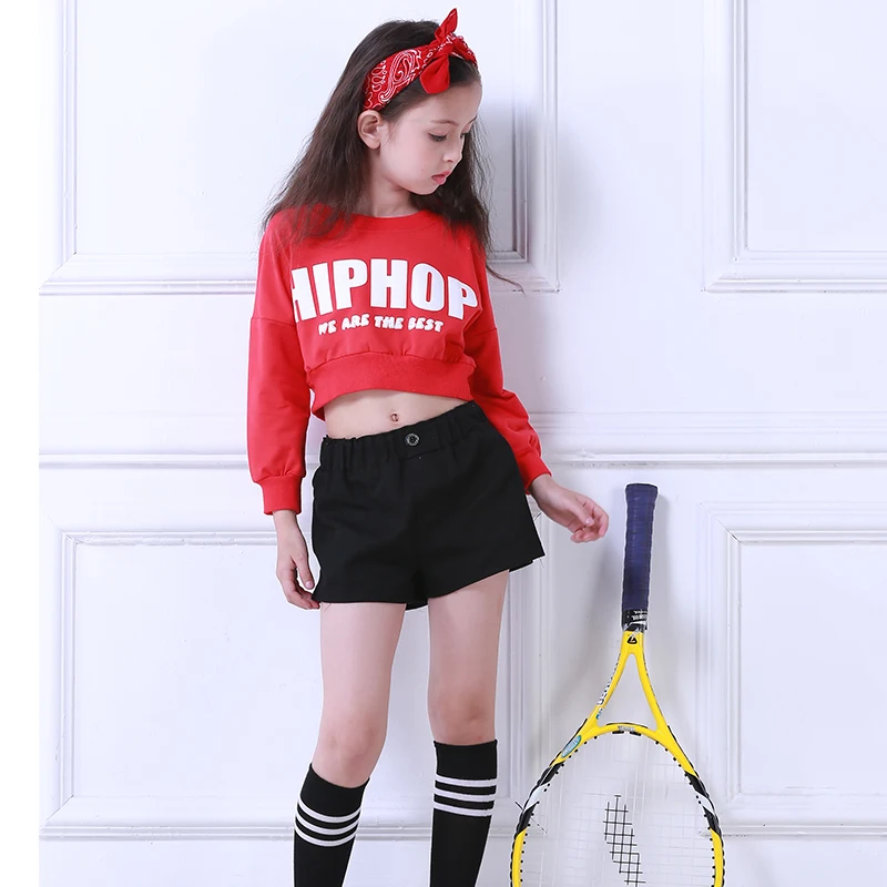 女の子のためのジャズダンスパフォーマンス服,ヒップホップ,ストリートダンス,モダンな服のセット,cheererererleaderステージの衣装