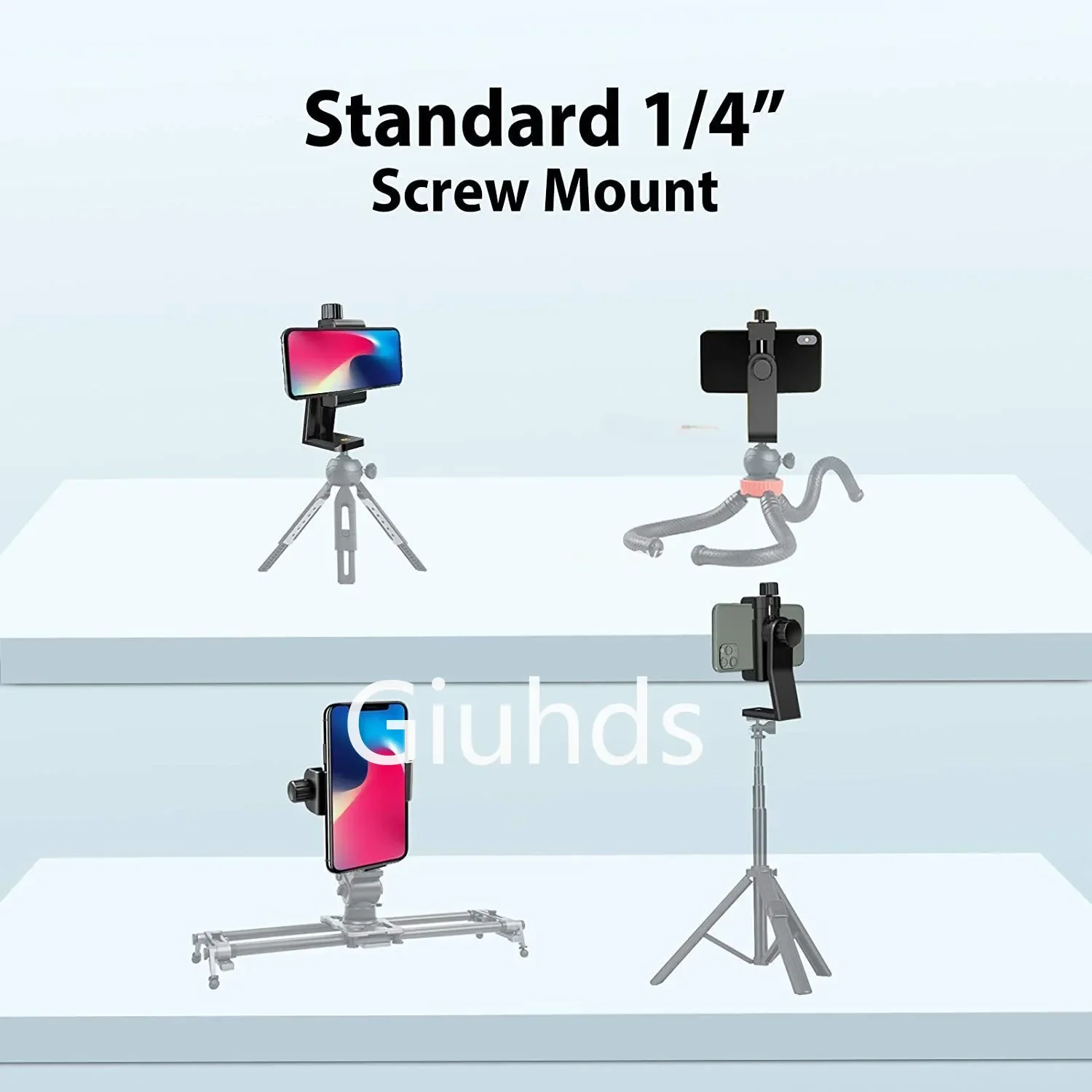 Universal Tripod Mount CellPhone Holder Clip Stand 1/4 Screw Ball Head Adapter For Selfie Stick Xiaomi 360 Rotate Camera Bracket