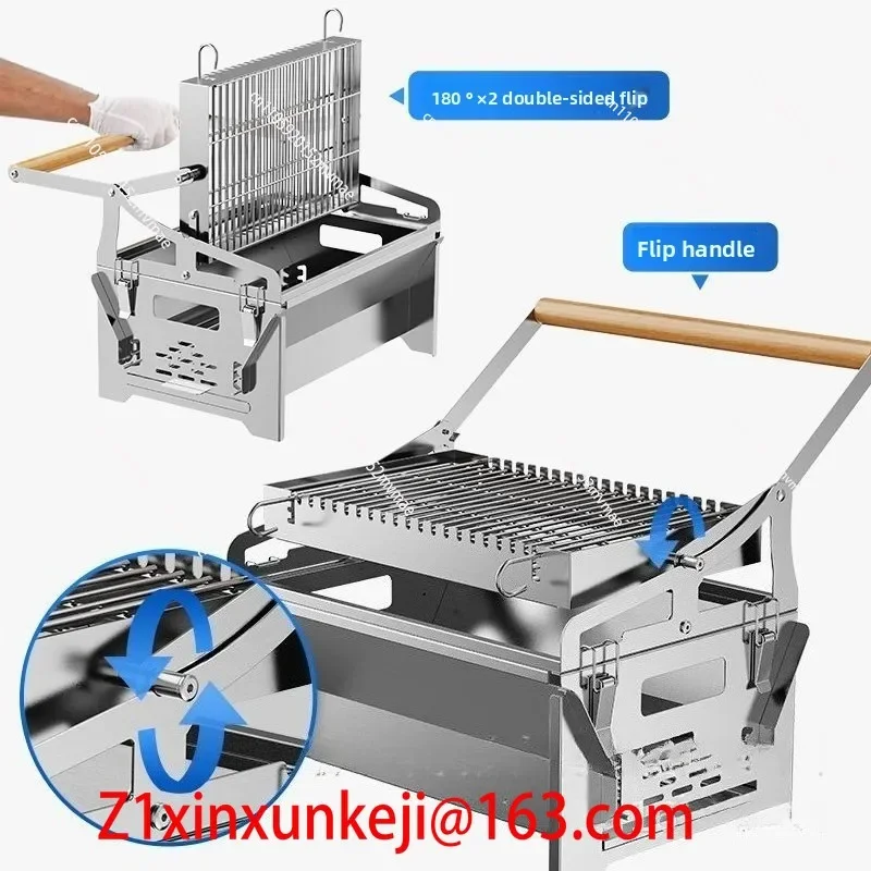 Flip Charcoal Barbecue Grill Household Outdoor Rotating Mesh Grill Electrisch