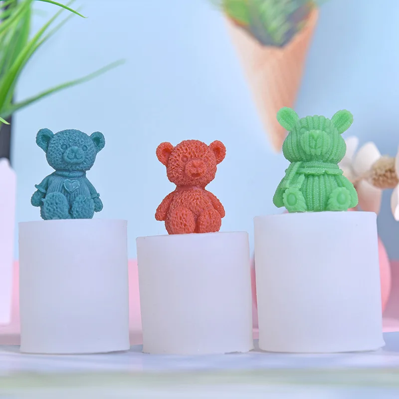 

3D сидящая капельница в форме медведя, гипс, корейский стиль, свеча, мыло, ароматерапия, гипсовая капельница, украшение, силиконовая форма