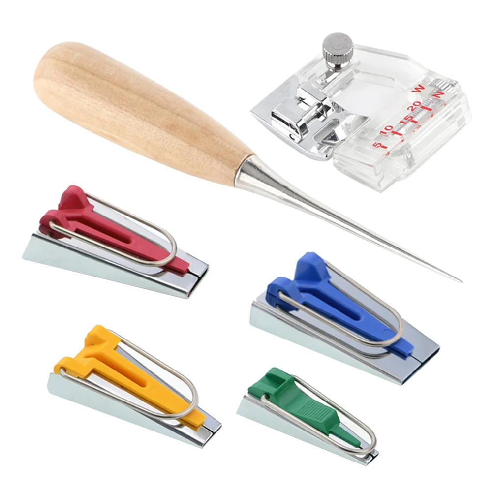 

6 Pcs Bias Tape Maker Set Sewing Tools Fast Precise Automatic Fabric Halves Easy Use Economical Binding Accent Border