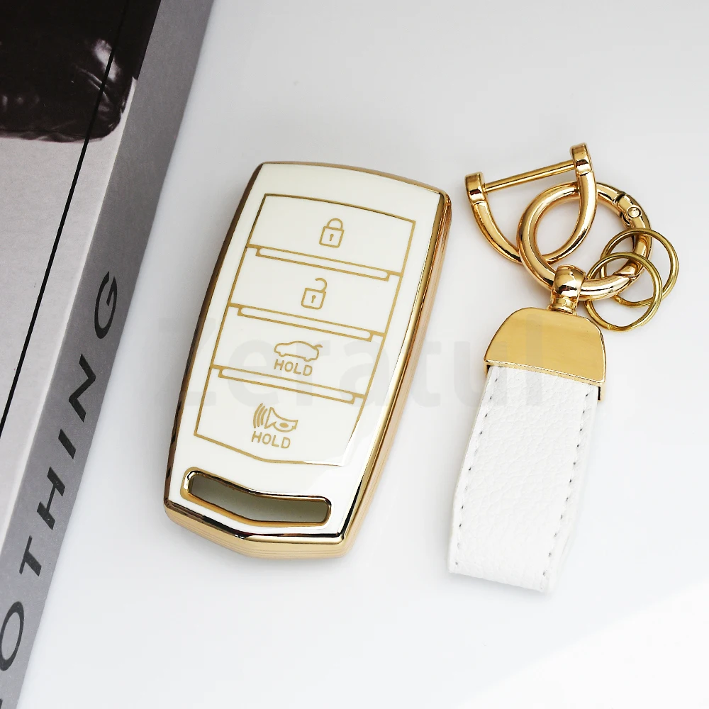 

4 Bottons Auto Key Fob Shell Protector Accessories For HYUNDAI Genesis G70 G80 EQ900 G90 2020 TPU Car Smart Key Case Cover