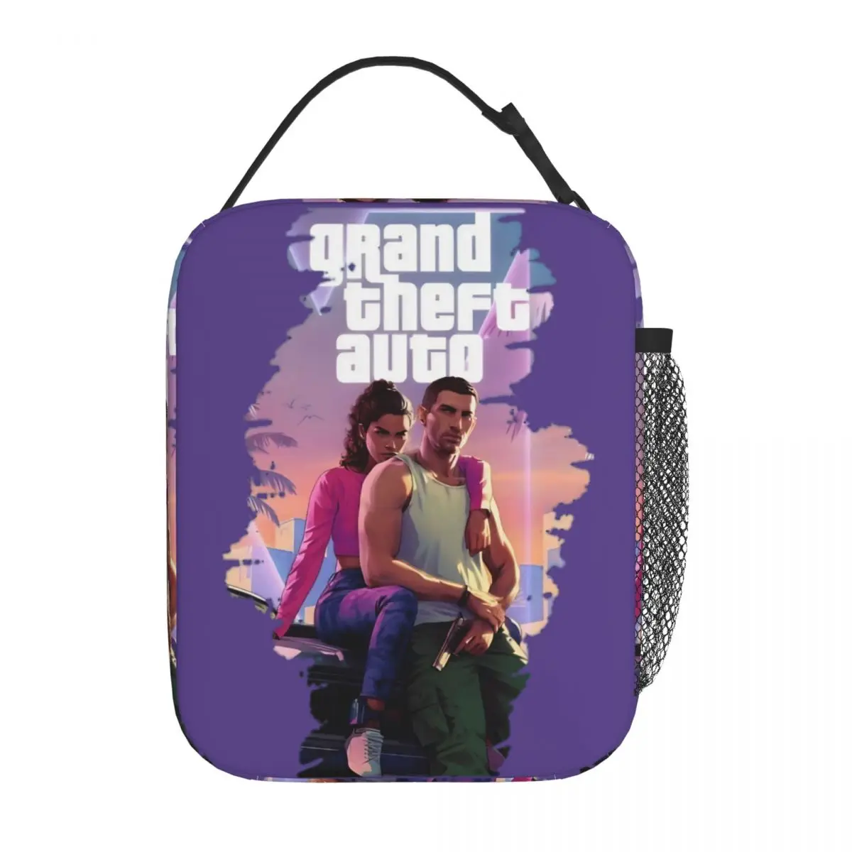 GTA 6 Jason And Lucia Insulated Lunch Bag GTA VI New Game Storage Food Box Reusable Thermal Cooler Lunch Boxes For Travel