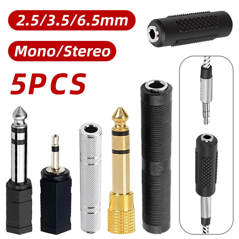 

5pcs 3.5mm 6.35/6.5mm Stereo Mono Audio Male Plug to 3,5mm 6.5mm Female Audio Jack Connector Adapter Converter for Speaker