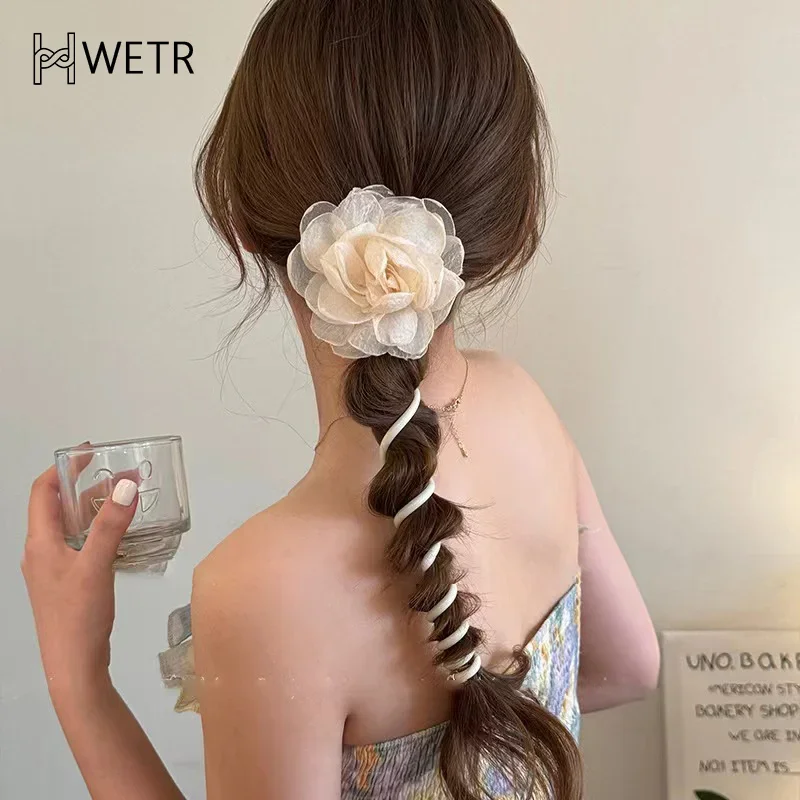 

Flower Elastic Hair Bands For Women Telephone Wire Hair Ties Scrunchies Hairbands Girls Hair Accessories