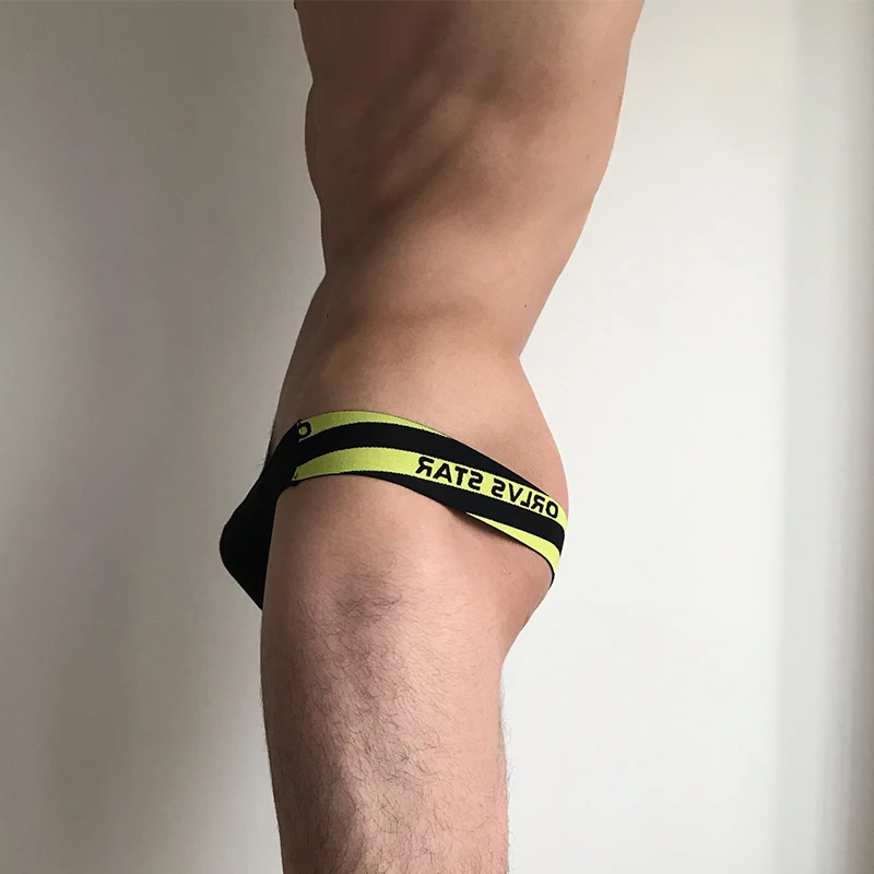 ORLVS Men Underwear Sexy Gay Jockstrap Cotton Male Panties Men Thong G-String Cueca Tanga Sexy Bikini Briefs U Convex