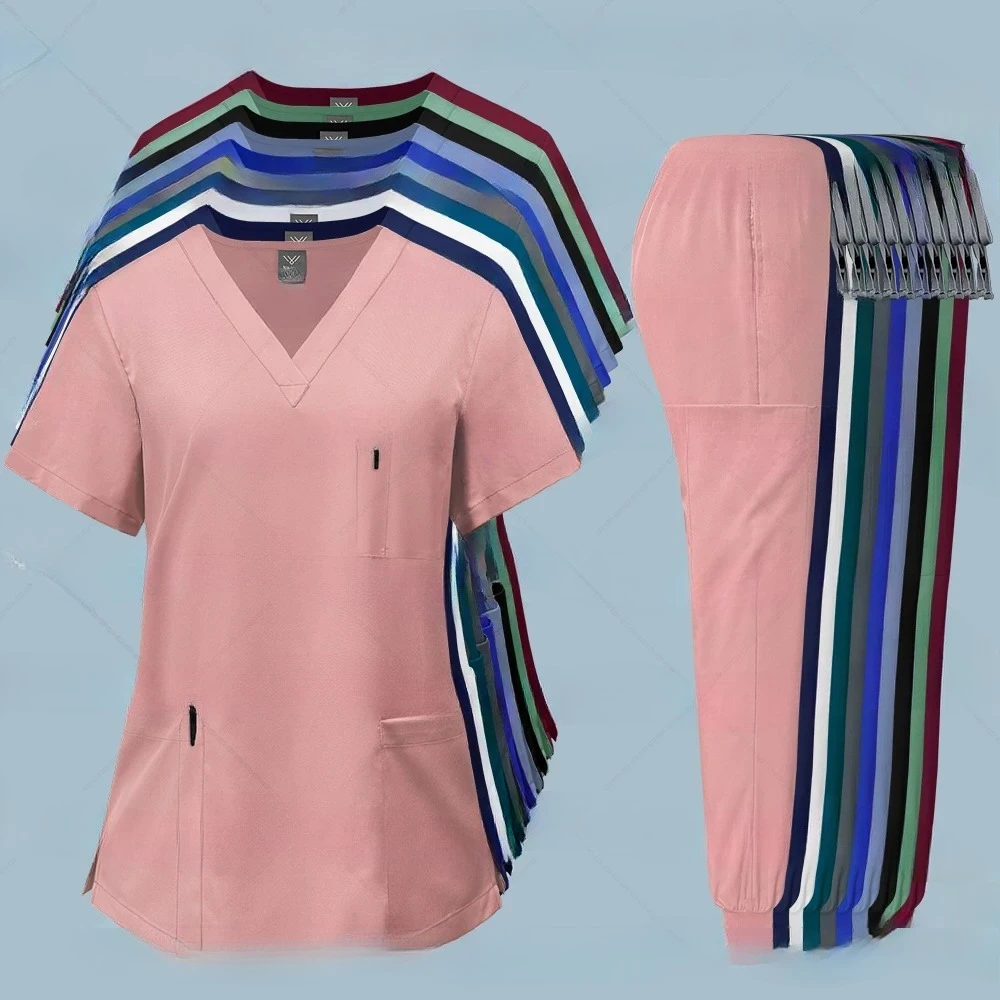 

Pink Clinical Uniform Woman Pharmacy Workwear Nurse Uniform Hospital Doctor Oral Dental Surgery Uniforms Medical Scrubs Sets New