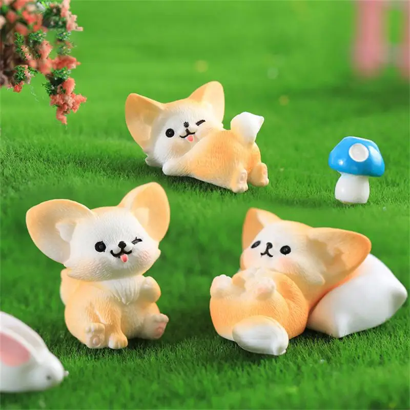 Mini Resin Garden Statues Fennec Foxes Animal Fairy Miniature Terrarium Succulent Decoration Microscopic Landscape Ornaments