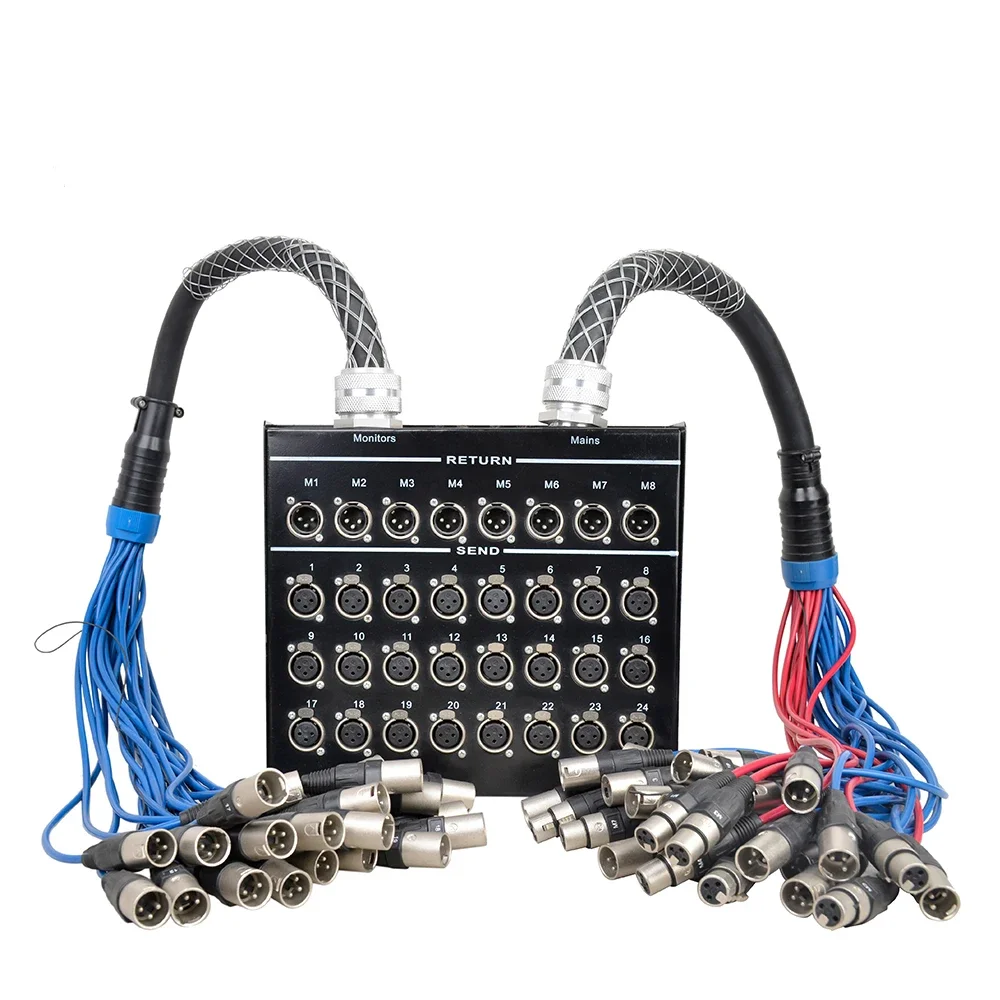 

Professional Audio 32 Channels XLR Stage Box Snake Cable BSS24X8-30/M24-10 Speaker Carton BOX COAXIAL Bare Copper Male-female Ce