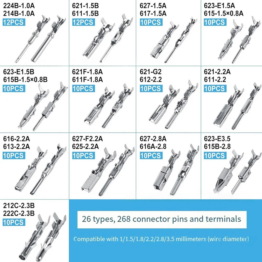 

Набор клемм, 567 шт., клеммная колодка, как набор гофрированных клемм, организованный ящик для хранения, водонепроницаемые разъемы
