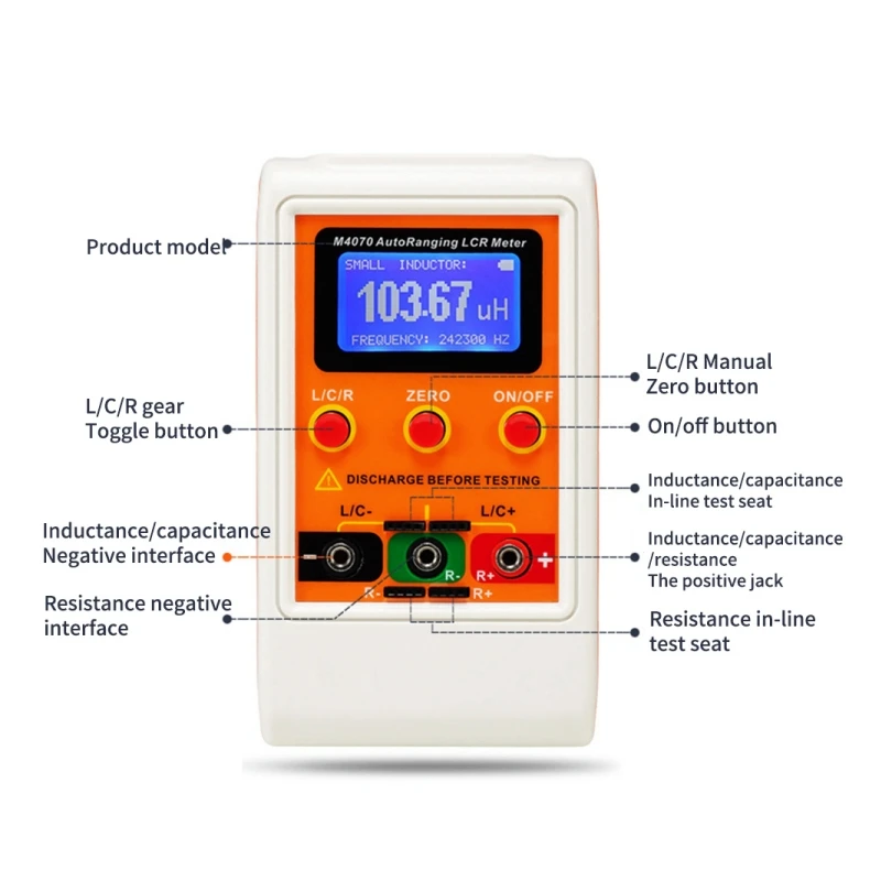 M4070 LCR Bridge Tester Capacitance Inductance Meter Automatic Range Design 0.00pF - 100.00mF 100.00mF 10.00MΩ USB PC Program