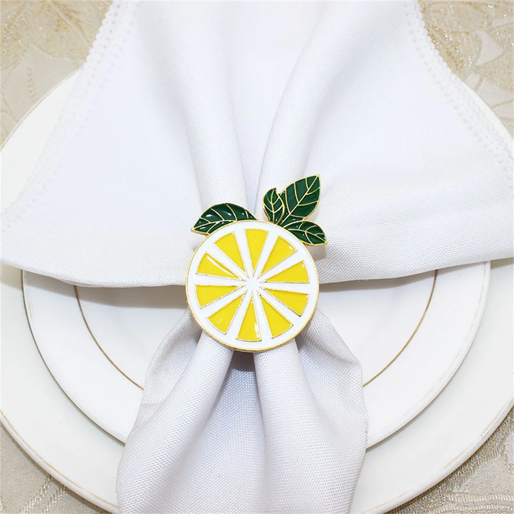 Lemon Napkin Rings for Dining Table Setting, Farmhouse Napkin Holder for Thanksgiving, Birthday Party Decoration, ERE96, 6Pcs