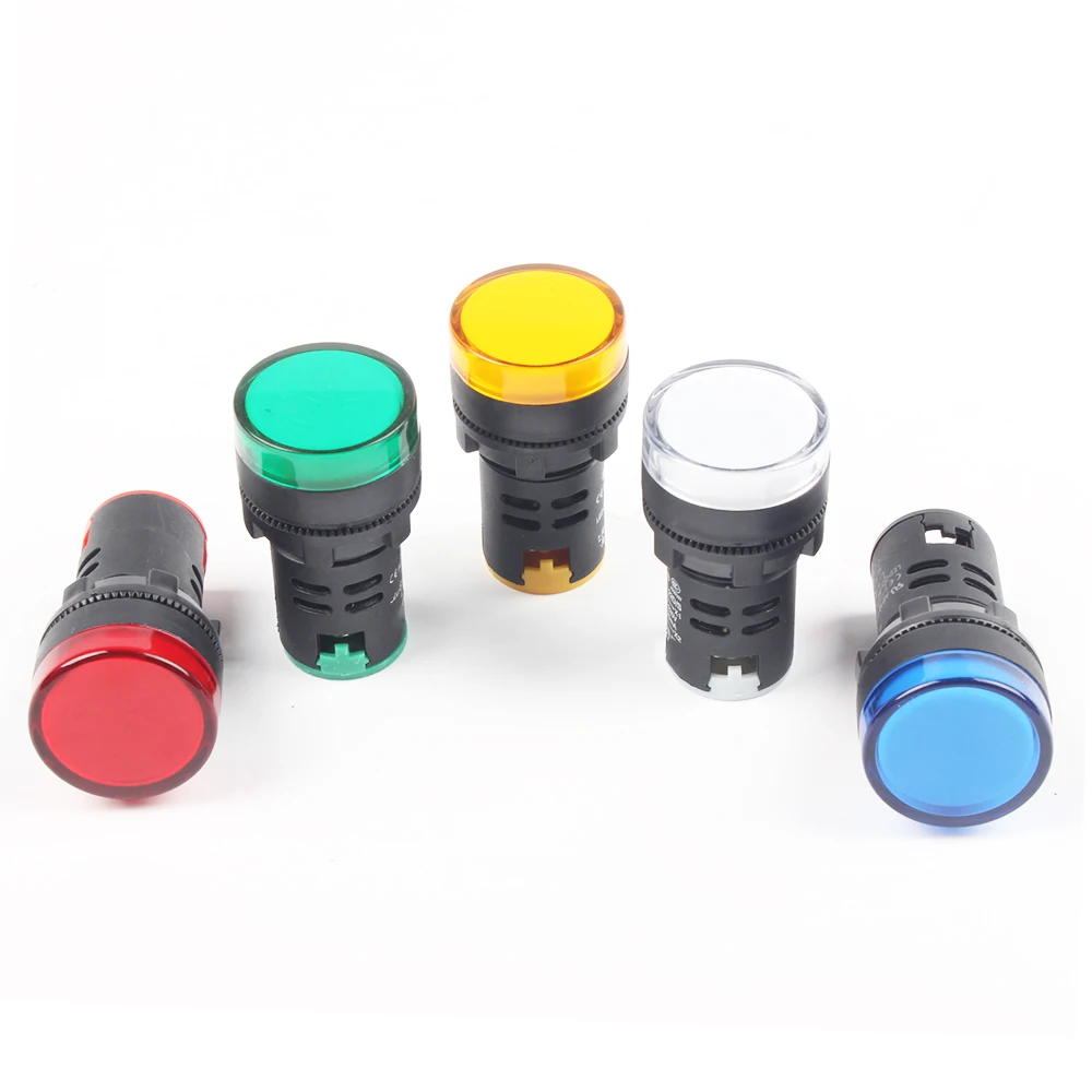 Luz indicadora de potencia de plástico Ad16, 22 AD16-22, 5 colores, AC220V, 22mm, tamaño de montaje, lámpara indicadora LED