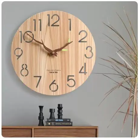 

Creative Solid Wood Wall Clock, Digital Pointer, Cute Living Room, Bedroom, Home Decor