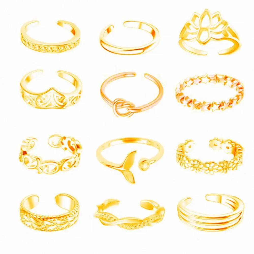 Alloy Beach Foot Accessories Lotus Flower Fashion Jewelry Korean Style Toe Ring Open Ring Vintage Foot Ring Set Women Toe Ring