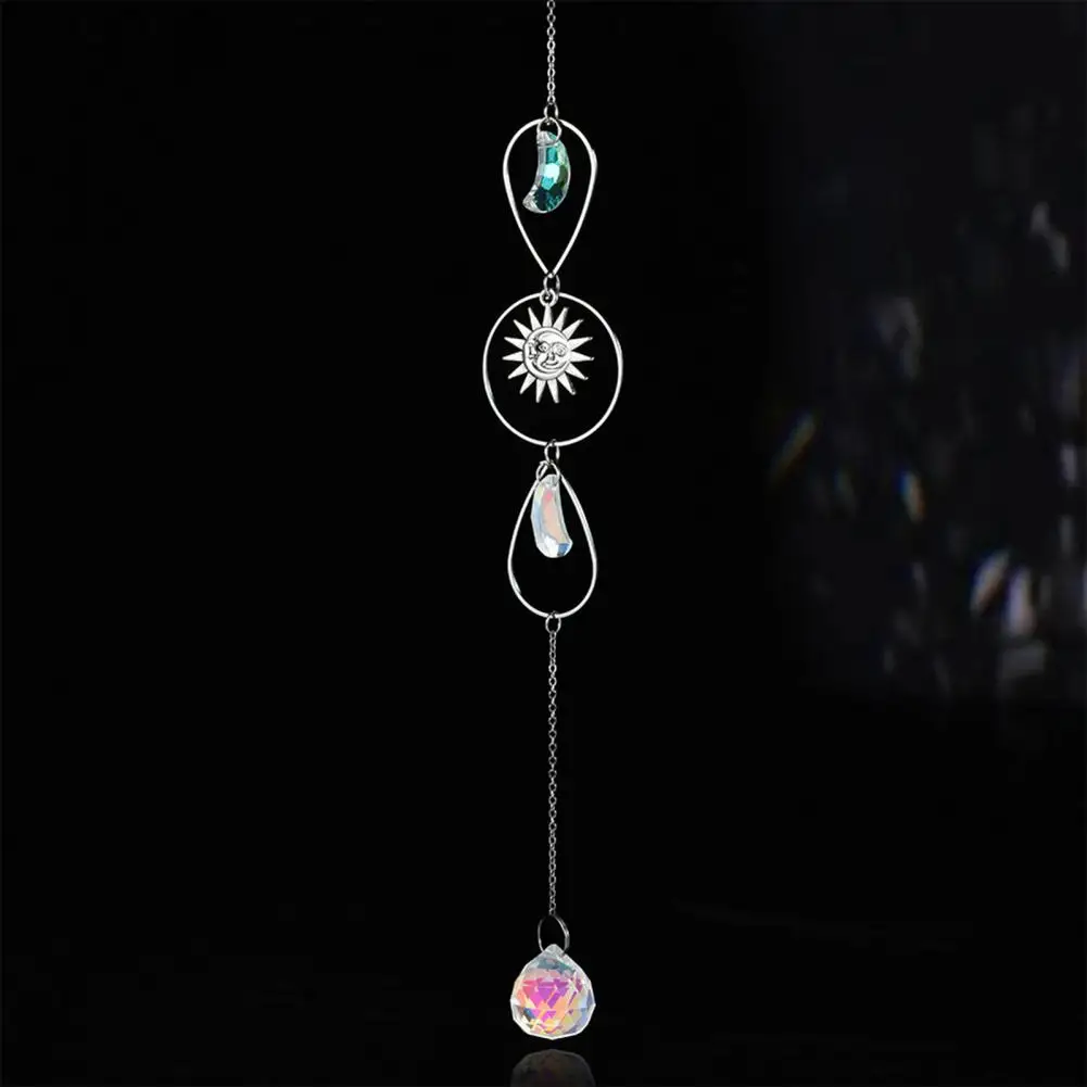 Lightweight Wind Chime Metal Wind Chime Silver Wind Chime Suncatcher Star Moon Sun Hanging Ornament Light Catcher for Window