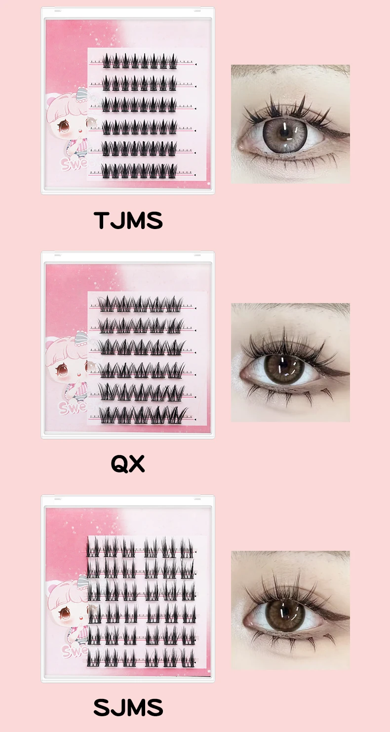 DINGSEN Selbstklebende Cluster-Wimpern, 6 Reihen, einzelne Wimpern, kein Kleber erforderlich, koreanisches Make-up, DIY-Wimpern, natürliche Wimpern – Detail 13