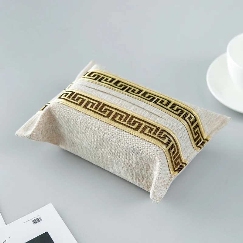 Modern Style Cotton And Linen Tissue Box Case Napkin Storage Holder Home Decoration Cloth Facial Paper Handkerchief Box Cover