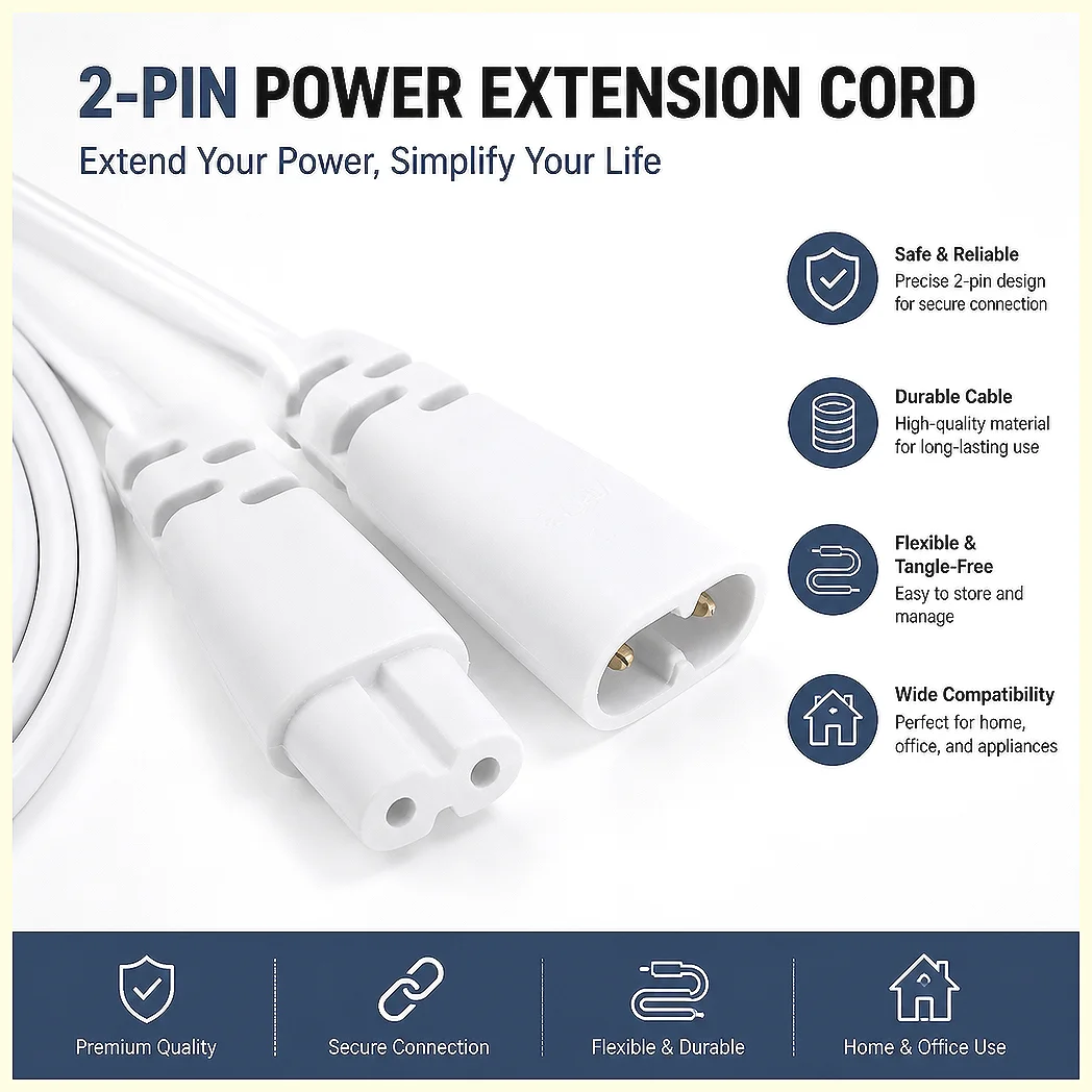 T5 LED Tube Connector Cable 2Pin 30cm/50cm Male to Female Extension Cord for Integrated Light Tube Fluorescent Lamp Replaceme