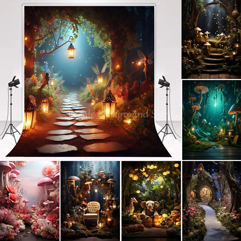 

Beenle Fairy Tale Forest Photography Backdrop Dreamy Wonderland Mushroom Jungle Baby Shower Birthday Decor Photo Background