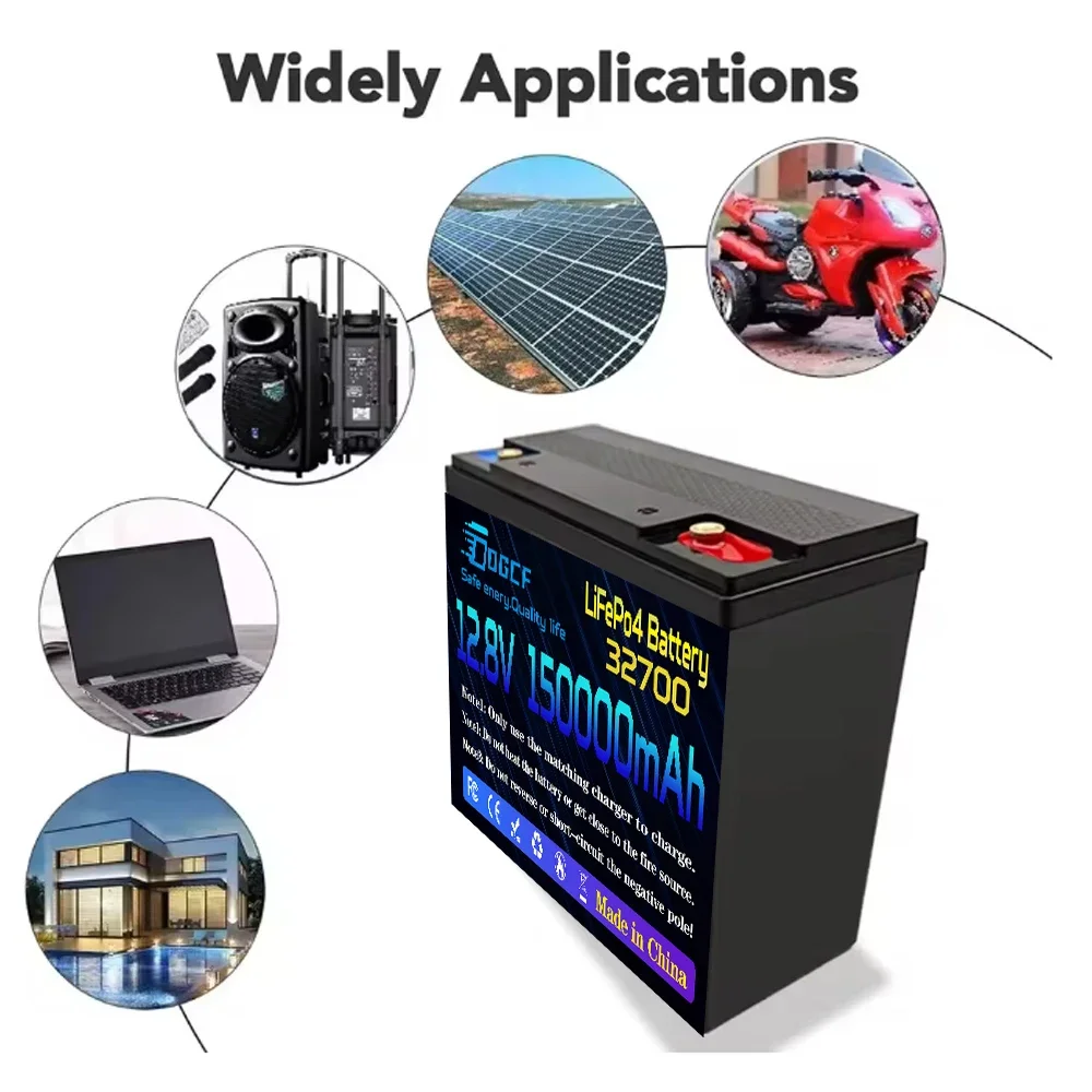 32700 LiFePO4 Battery 12V 100Ah Built-in 100A BMS Rechargeable Lithium Iron Phosphate Solar Power System RV House Trolling Motor