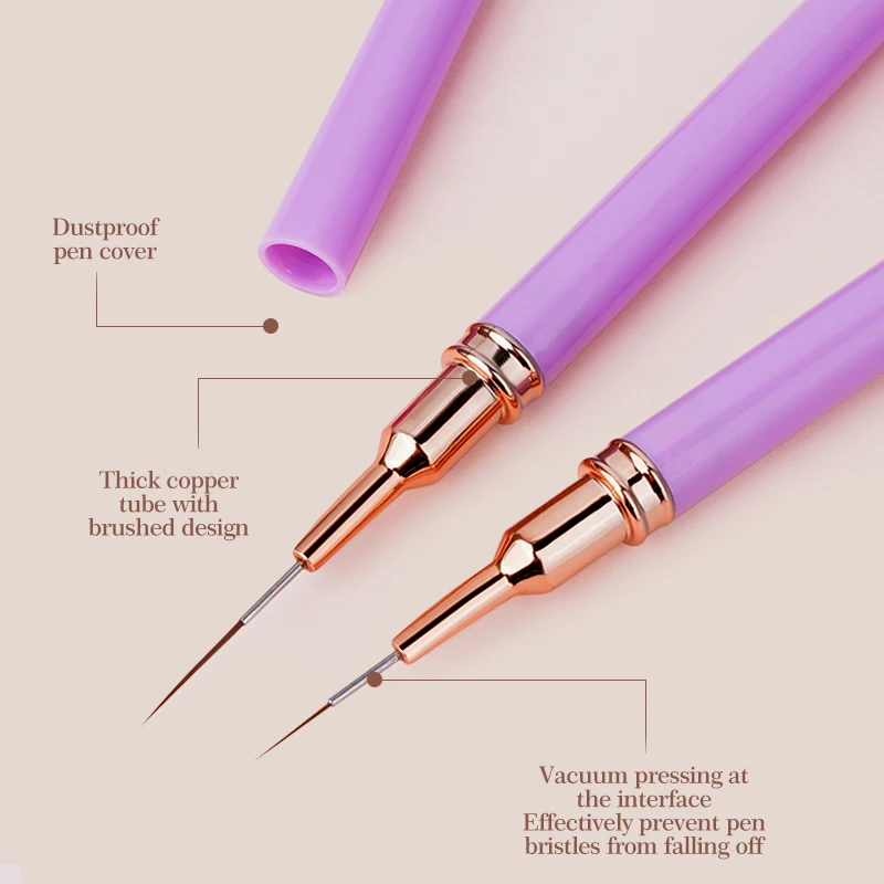 5 pezzi Set di pennelli per nail art Kit di pennelli per unghie in gel UV Linea a strisce francesi Pittura Disegno Penna per fiori Strumento per manicure professionale