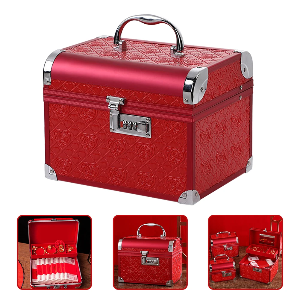 

Elegant Storage Jewelry Organizer Code Lock Dustproof Jewelry Case For Earrings Necklaces Rings Trinket Box Desktop