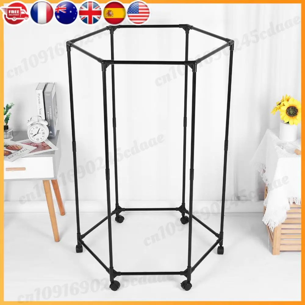 حاجز ملابس عالي التحمل سداسي مع عجلات حامل ملابس معدني للملابس للاستخدام اليومي في المنزل في الفندق إضافة مساحة الخزانة