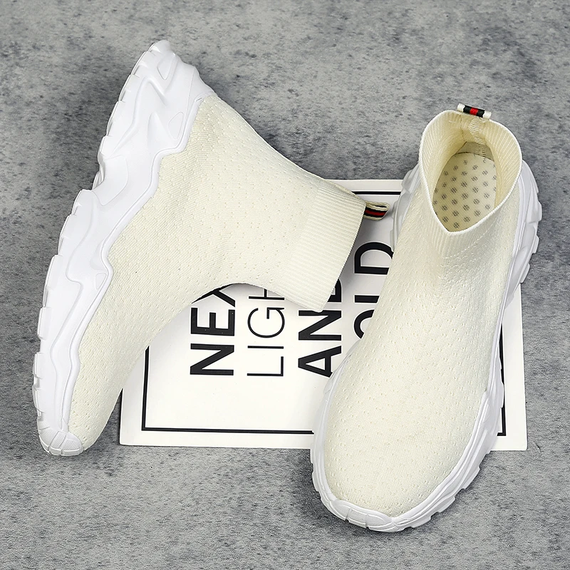 New 2023 Socks Shoes Black Sneakers Men Slip-On Summer Mesh Non-leather Casual Shoes Man Fashion Tennis Comfortable Breathable