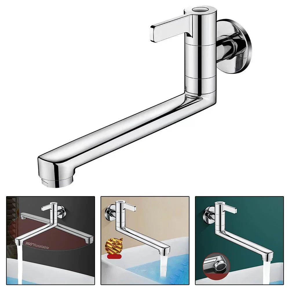 

Cleaning Tasks 30cm Rotatable Faucet Wall-mounted Water Tap Water Splash-free Faucet Easy Access To Water Clean Organized Look