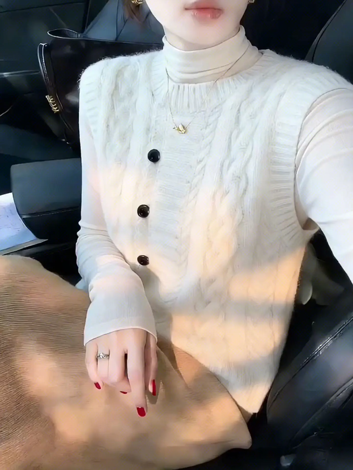 

Ele Korean Sle Color round Ne Vest Top Women's Faion Layering Svel irt Commute Suitable Open Cardigan