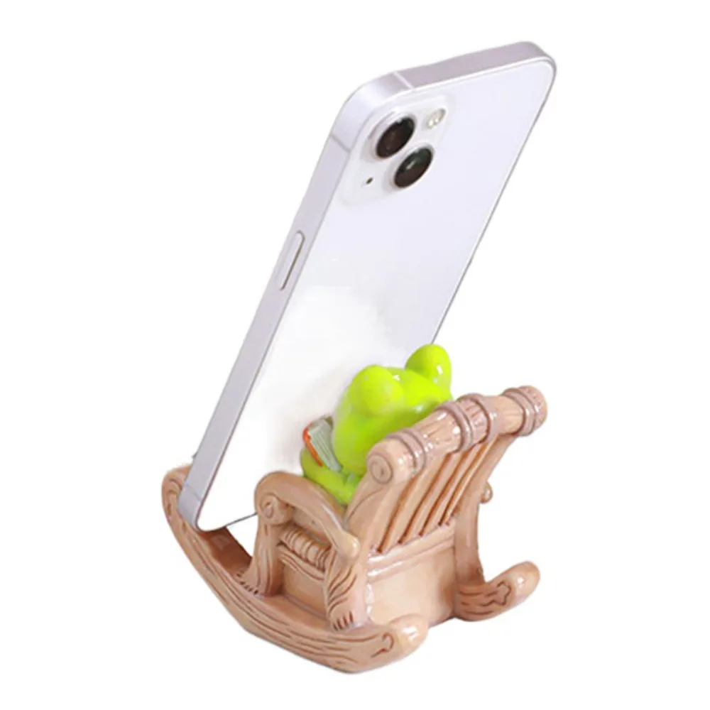 Rocking Chair Frog Creative Phone Holder PVC Doll Desk Decor Frog Phone Stand Cute Cartoon Frog Phone Bracket Desktop Ornaments